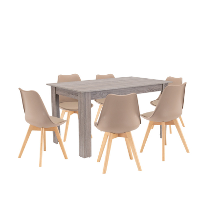 Mobilier sufragerie - Leziter Set de masă Zara 6 1 bej-stejar York