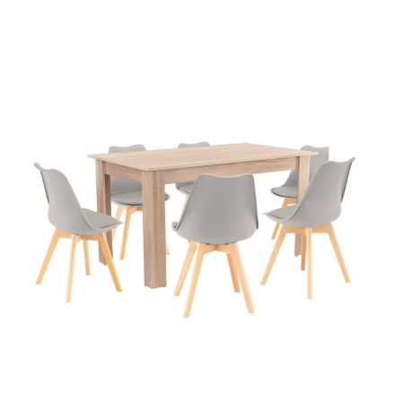Set masă - Leziter Set de masă Zara 6+1 gri-stejar Sonoma