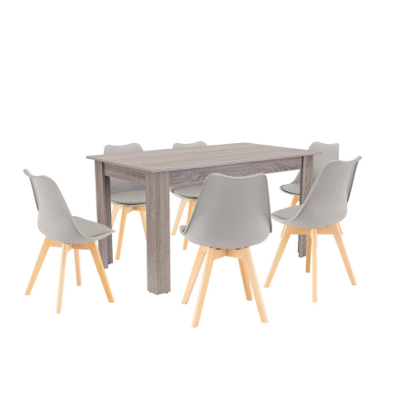 Set masă - Leziter Set de masă Zara 6+1 gri-stejar York