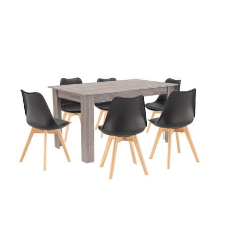 Set masă - Leziter Set de masă Zara 6+1 negru-stejar York