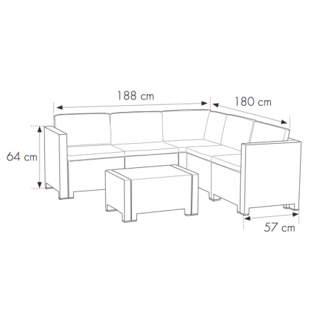 Leziter Set de mobilier de grădină de colț City Big cu 7 locuri, grafit [3]
