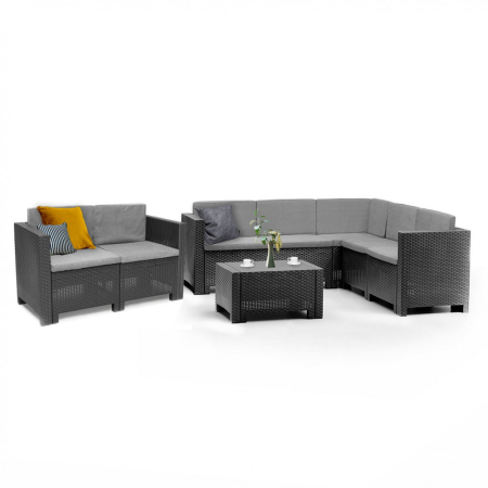 Set mobilier grădină - Leziter Set de mobilier de grădină de colț City Big cu 7 locuri, grafit