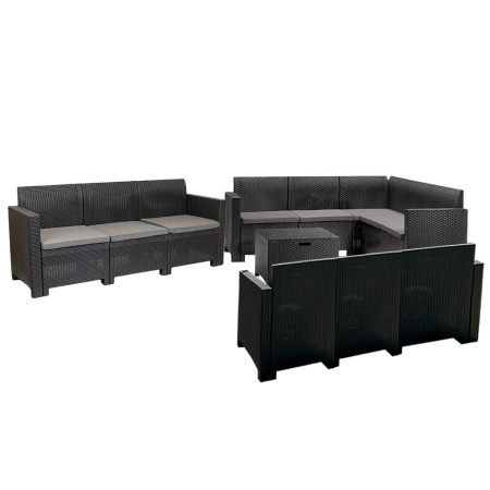 Produse temporar indisponibile - Leziter Set de mobilier de grădină de colț Nero V cu 11 locuri, grafit