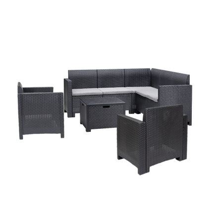 Produse temporar indisponibile - Leziter Set de mobilier de grădină de colț Nero V cu 7 locuri, grafit