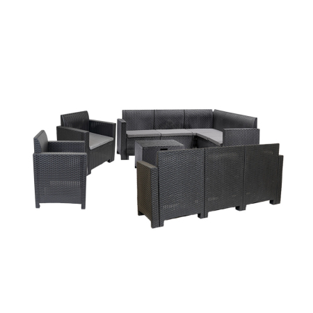 Produse temporar indisponibile - Leziter Set de mobilier de grădină de colț Nero VI cu 10 locuri, grafit