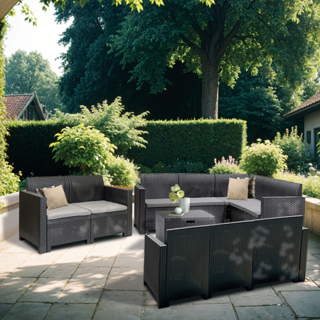 Leziter Set de mobilier de grădină de colț Nero VII cu 10 locuri, grafit [1]