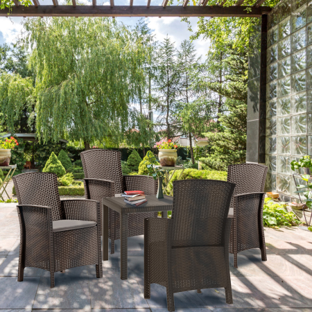 Leziter Set de mobilier de grădină Leoni cu 4 locuri, maro [2]