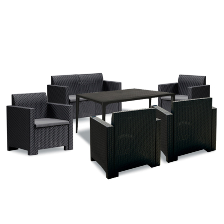 Leziter Set de mobilier de grădină Nero III cu 6 locuri, grafit [1]