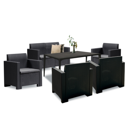 Produse temporar indisponibile - Leziter Set de mobilier de grădină Nero III cu 6 locuri, grafit