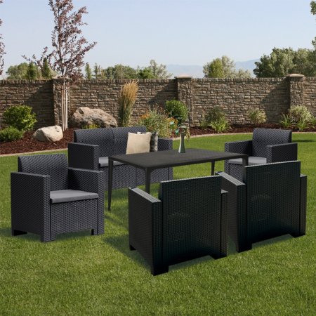 Leziter Set de mobilier de grădină Nero III cu 6 locuri, grafit [2]