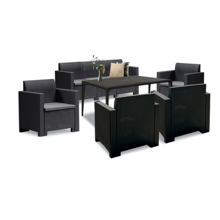 Produse temporar indisponibile - Leziter Set de mobilier de grădină Nero III cu 7 locuri, grafit