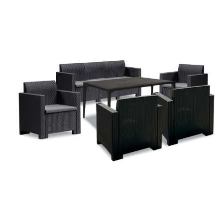 Leziter Set de mobilier de grădină Nero III cu 7 locuri, grafit [1]