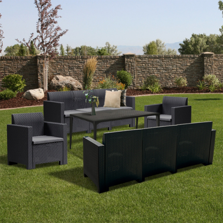 Leziter Set de mobilier de grădină Nero III cu 8 locuri, grafit [2]
