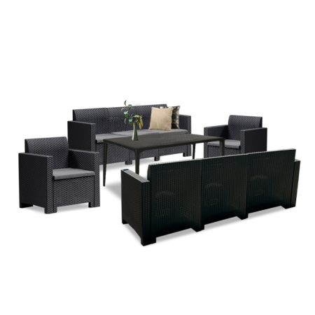 Produse temporar indisponibile - Leziter Set de mobilier de grădină Nero III cu 8 locuri, grafit