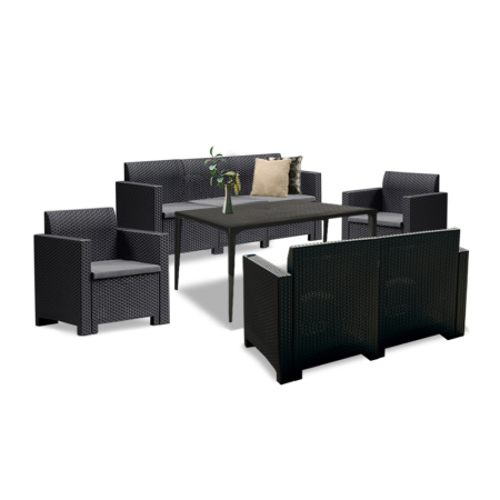 Produse temporar indisponibile - Leziter Set de mobilier de grădină Nero III Large cu 7 locuri, grafit