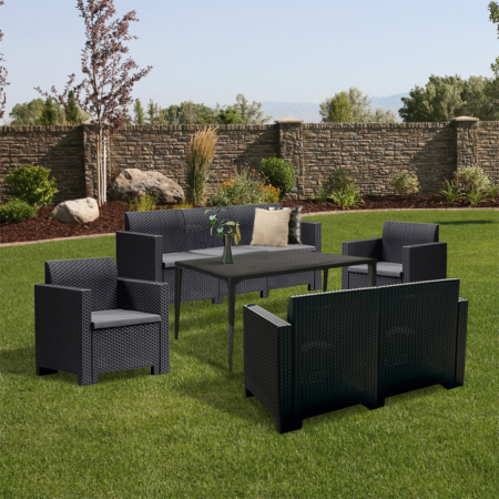 Leziter Set de mobilier de grădină Nero III Large cu 7 locuri, grafit [2]