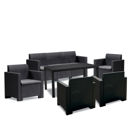 Leziter Set de mobilier de grădină Nero IV cu 7 locuri, grafit [1]
