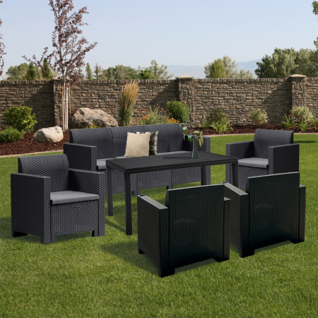 Leziter Set de mobilier de grădină Nero IV cu 7 locuri, grafit [2]
