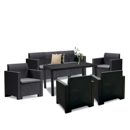 Produse temporar indisponibile - Leziter Set de mobilier de grădină Nero IV cu 7 locuri, grafit