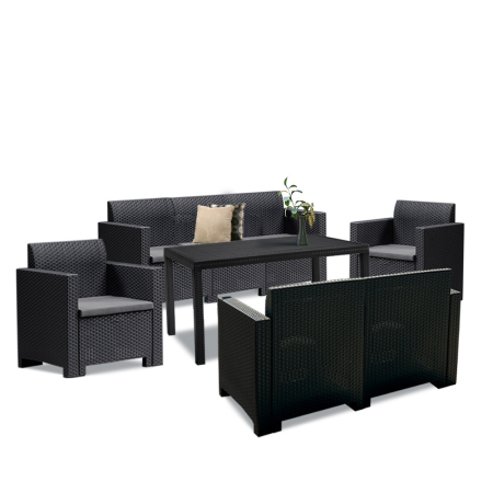 Produse temporar indisponibile - Leziter Set de mobilier de grădină Nero IV Large cu 7 locuri, grafit