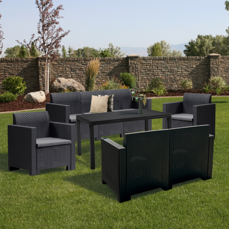 Leziter Set de mobilier de grădină Nero IV Large cu 7 locuri, grafit [2]