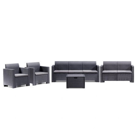 Produse temporar indisponibile - Leziter Set de mobilier de grădină Nero Large cu 7 locuri