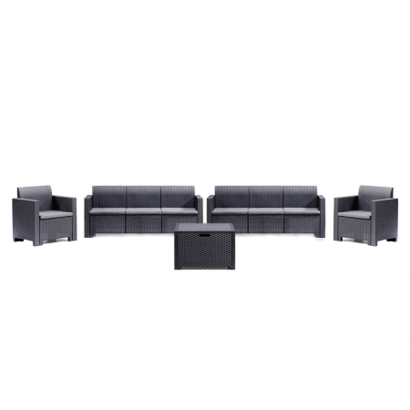 Produse temporar indisponibile - Leziter Set de mobilier de grădină Nero Large cu 8 locuri