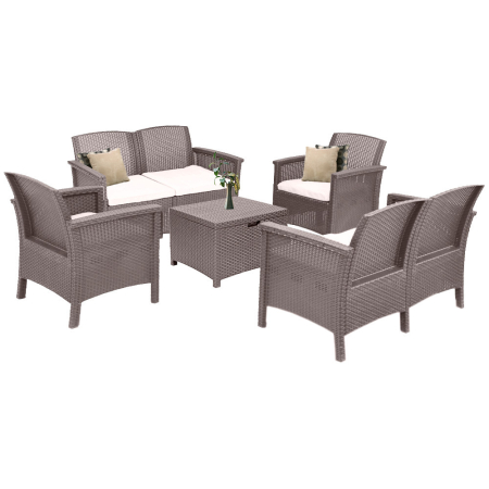 Mobilier grădină - Leziter Set de mobilier de grădină Venus Big cu 6 locuri, culoare cappuccino