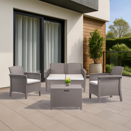 Leziter Set de mobilier de grădină Venus II cu 4 locuri, culoare grafit și cappuccino [1]