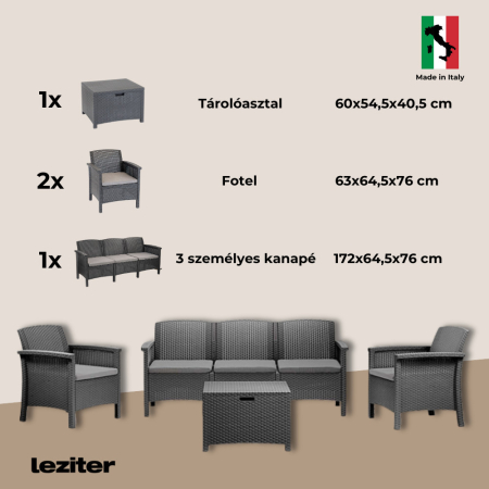 Leziter Set de mobilier de grădină Venus II cu 5 locuri, grafit [8]