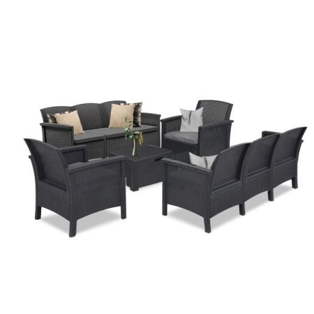 Produse temporar indisponibile - Leziter Set de mobilier de grădină Venus II cu 8 locuri, grafit