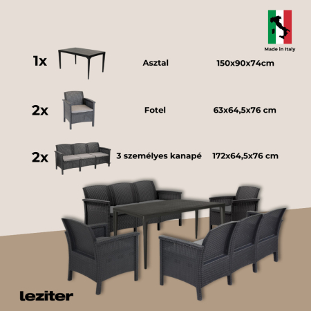 Leziter Set de mobilier de grădină Venus III cu 8 locuri, grafit [8]