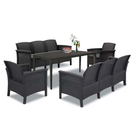Produse temporar indisponibile - Leziter Set de mobilier de grădină Venus III cu 8 locuri, grafit