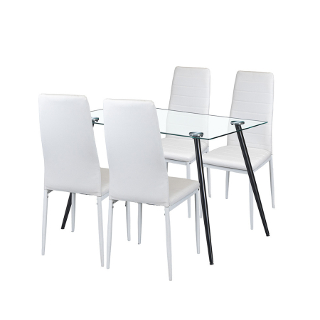 Set masă - Leziter Set de sufragerie Cruz 4+1 alb