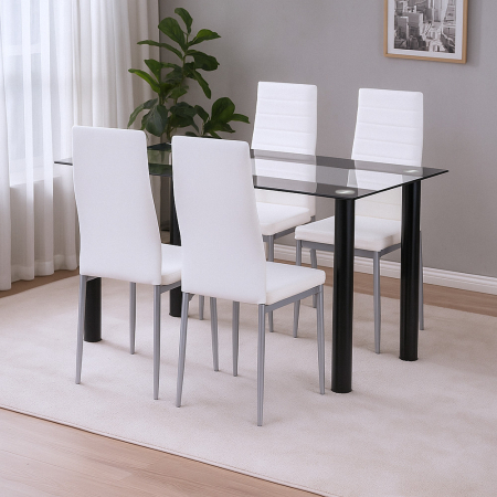 Leziter Set de sufragerie Denton 4+1 alb-gri [1]