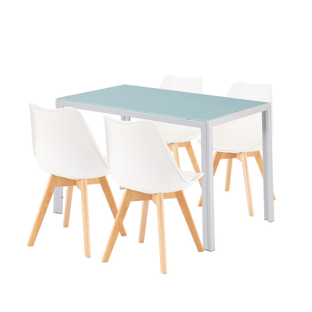 Mobilier - Leziter Set de sufragerie Liva 4+1 alb-alb