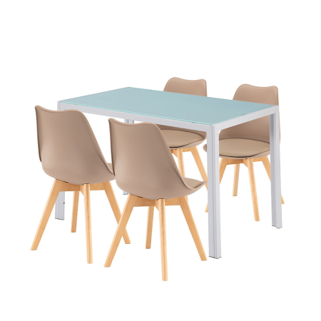 Mobilier - Leziter Set de sufragerie Liva 4+1 alb-bej