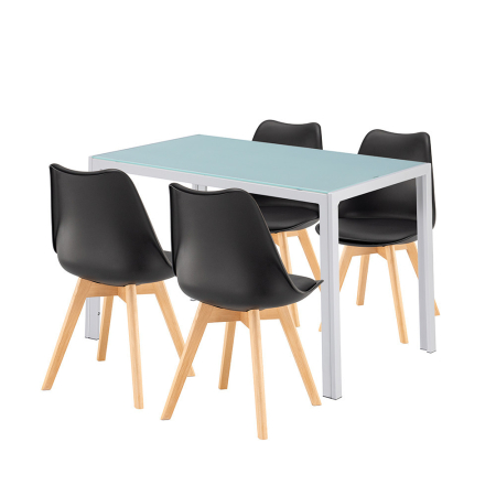 Mobilier - Leziter Set de sufragerie Liva 4+1 alb-negru