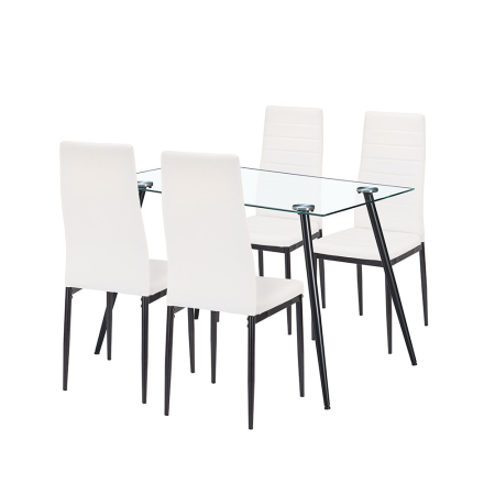 Mobilier sufragerie - Leziter Set de sufragerie Nash 4+1 alb-negru