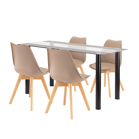 Mobilier sufragerie - Leziter Set de sufragerie Zelma 4+1 negru-bej