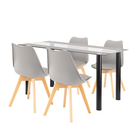 Mobilier sufragerie - Leziter Set de sufragerie Zelma 4+1 negru-gri