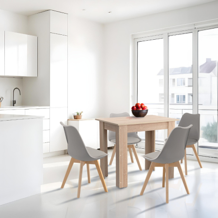 Leziter Set masă cu 4 scaune Amina gri-stejar Sonoma [1]