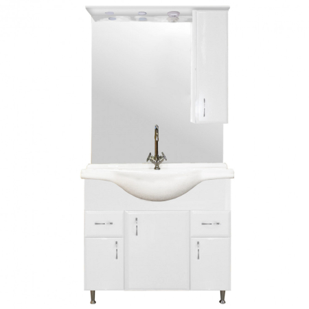 Set mobilier baie - Leziter Set mobilier baie Bianca Plus 85, alb lucios, deschidere pe dreapta