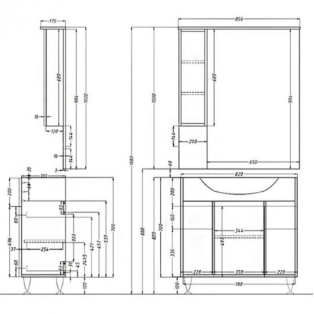 Leziter Set mobilier baie Bianca Plus 85, alb lucios, deschidere pe dreapta [1]