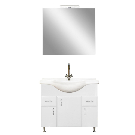 Set mobilier baie - Leziter Set mobilier baie Bianca Prime 85, alb lucios