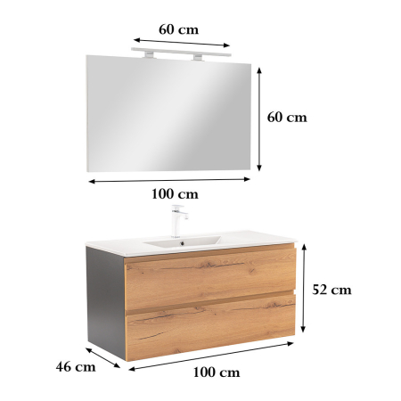 Leziter Vario Pull 100 mobilier de baie complet antracit stejar [2]