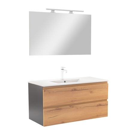 Produse temporar indisponibile - Leziter Vario Pull 100 mobilier de baie complet antracit stejar