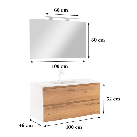 Leziter Vario Pull 100 mobilier de baie complet alb-oraș [2]