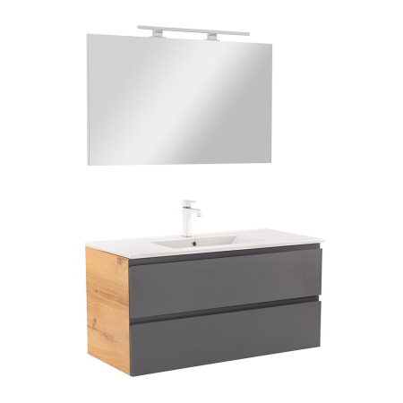 Produse temporar indisponibile - Leziter Vario Pull 100 mobilier de baie complet stejar-antracite