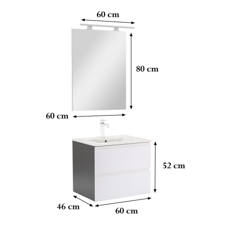 Leziter Vario Pull 60 mobilier de baie complet antracit-alb [2]